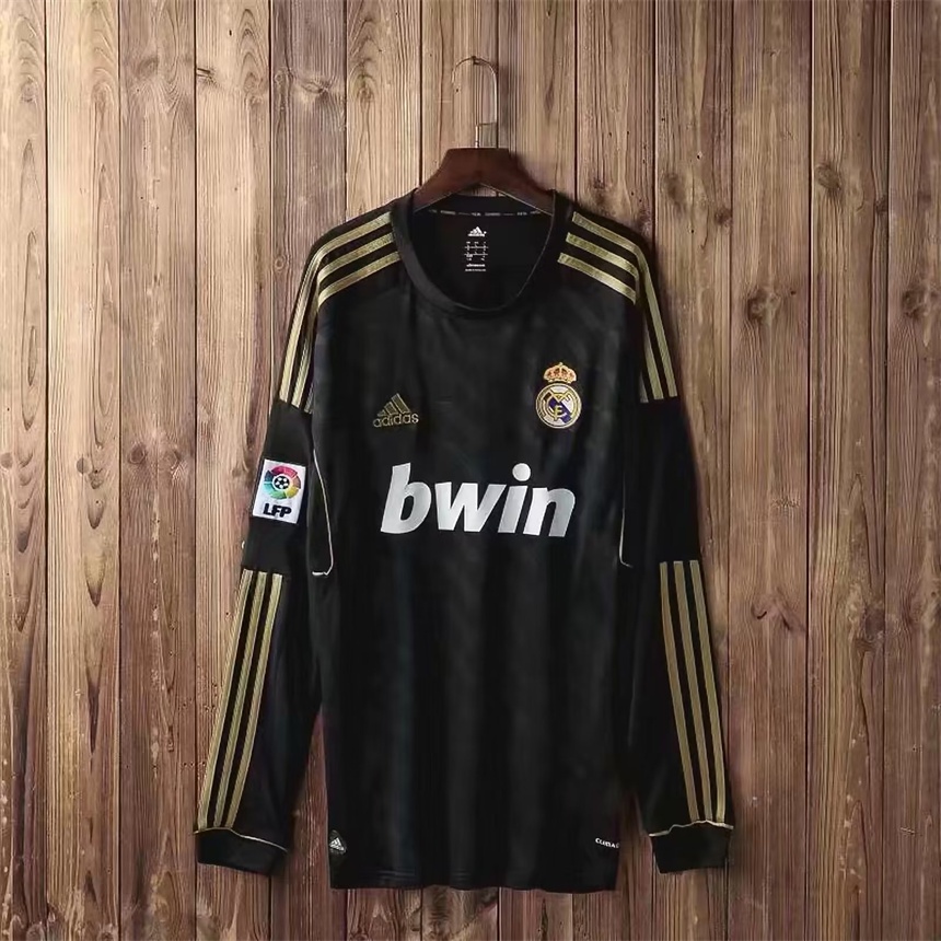 Áo Thun Tay Dài Màu Đen In Logo Real Madrid 3RD Thời Trang 2011 2012 # 11 # 12