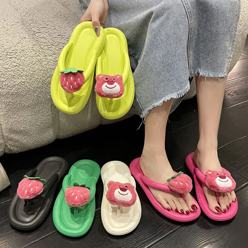 SUNNYCOLOR Dép Nữ  Nhẹ và chống trơn trượt sandal Gấu dâu tây Thời trang dễ thương B20H068