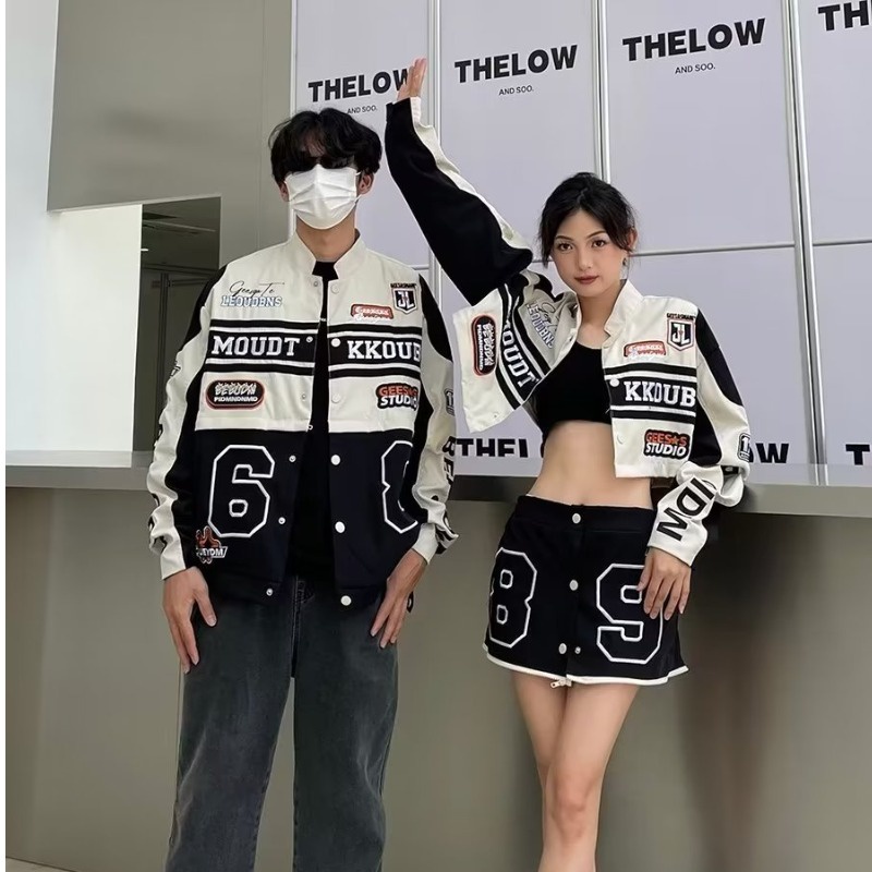 Áo Khoác Bóng Chày Dáng Rộng Phong Cách Retro Hồng Kông Cá Tính Cho Nữ