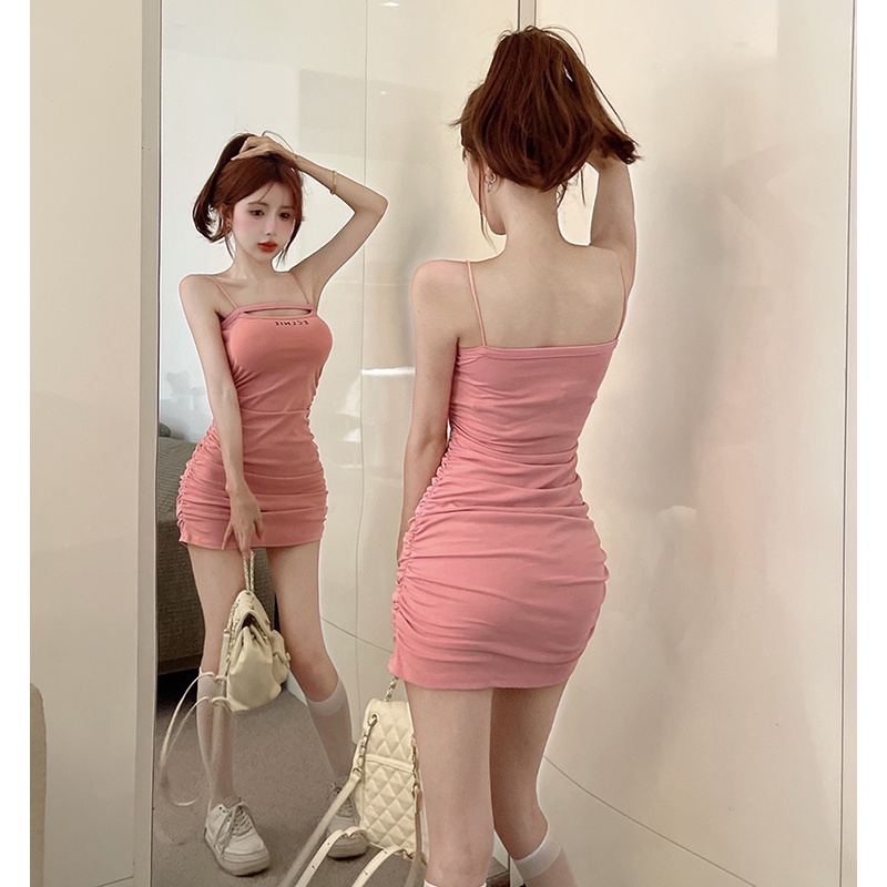 Đầm Dây In Chữ Dáng Ôm Thời Trang Quyến Rũ Dành Cho Nữ