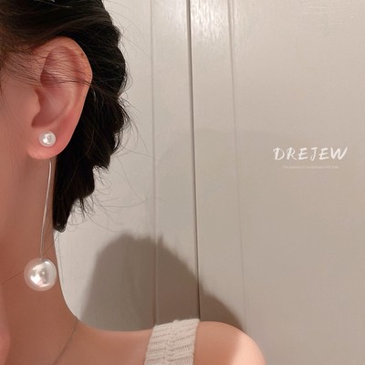 DREJEW Khuyên tai dáng dài đính ngọc trai phong cách Âu Mỹ thời trang cho nữ