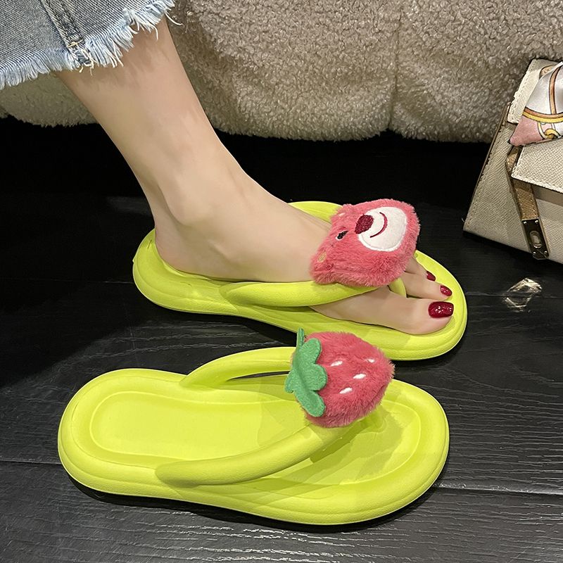 SUNNYCOLOR Dép Nữ  Nhẹ và chống trơn trượt sandal Gấu dâu tây Thời trang dễ thương B20H068