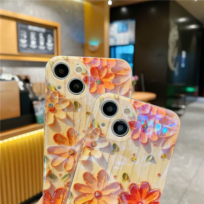 Ins style Oil painting daisy Phone Case compatible for iPhone11 11ProMax 13 13Pro 13ProMax Soft XS X XR 12 12Pro 12ProMax 14 14Pro 14ProMax