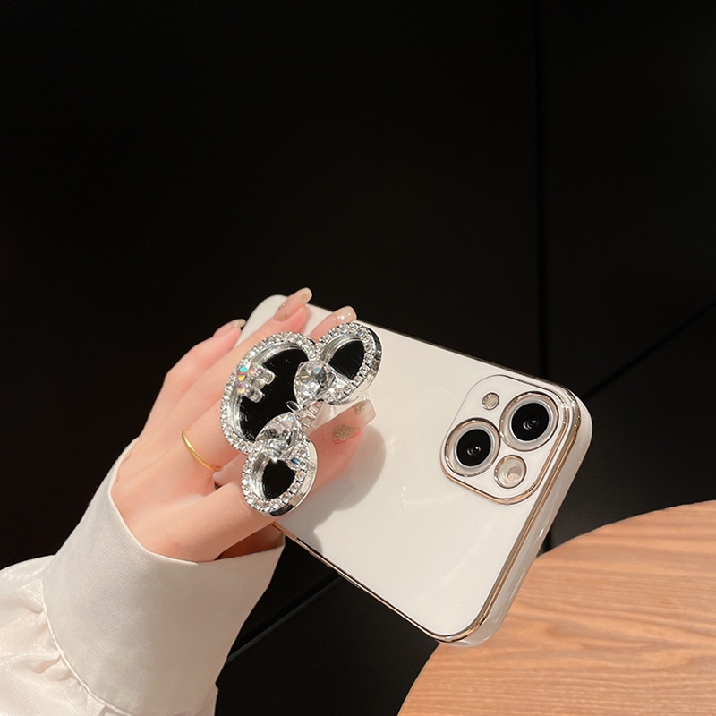 Ốp Điện Thoại Mềm Có Giá Đỡ Gương Đính Kim Cương Cho samsung a33 a34 m54 note 10 20 s23 fe s24 plus ultra a21s