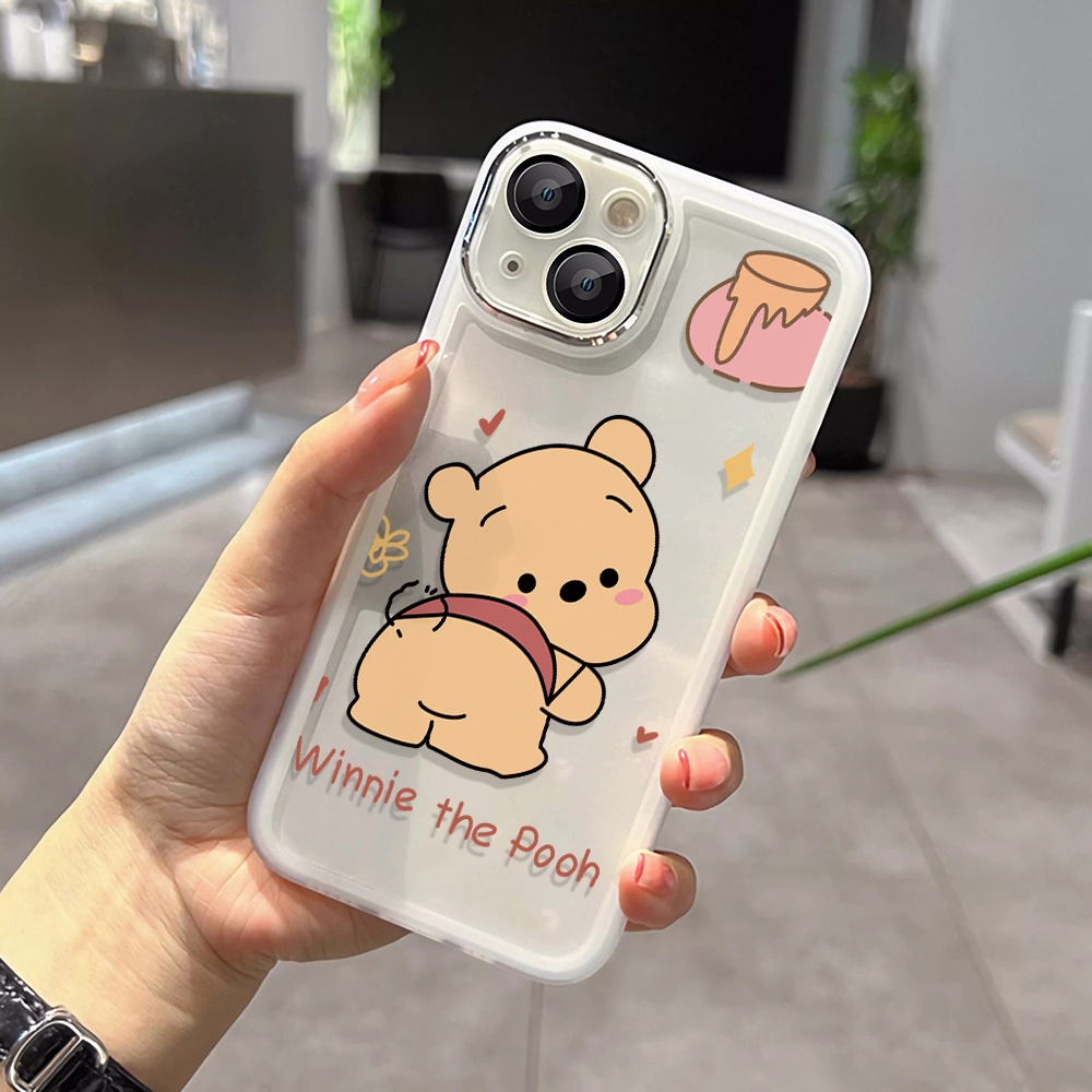 Miếng Dán Bảo Vệ Camera In Hình Gấu Pooh Bằng Kim Loại Cho iphone 14promax 11 13 12 7Plus X XS Max 7 8
