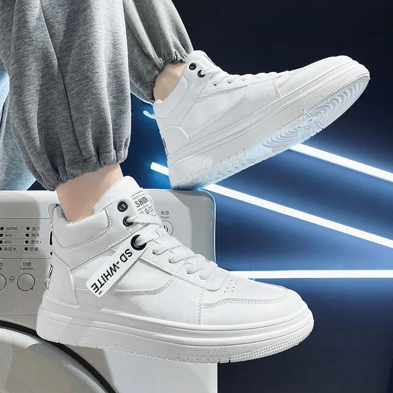 Giày Thể Thao Da Cổ Cao Chống Thấm Nước Phong Cách Hip Hop Cho Nam