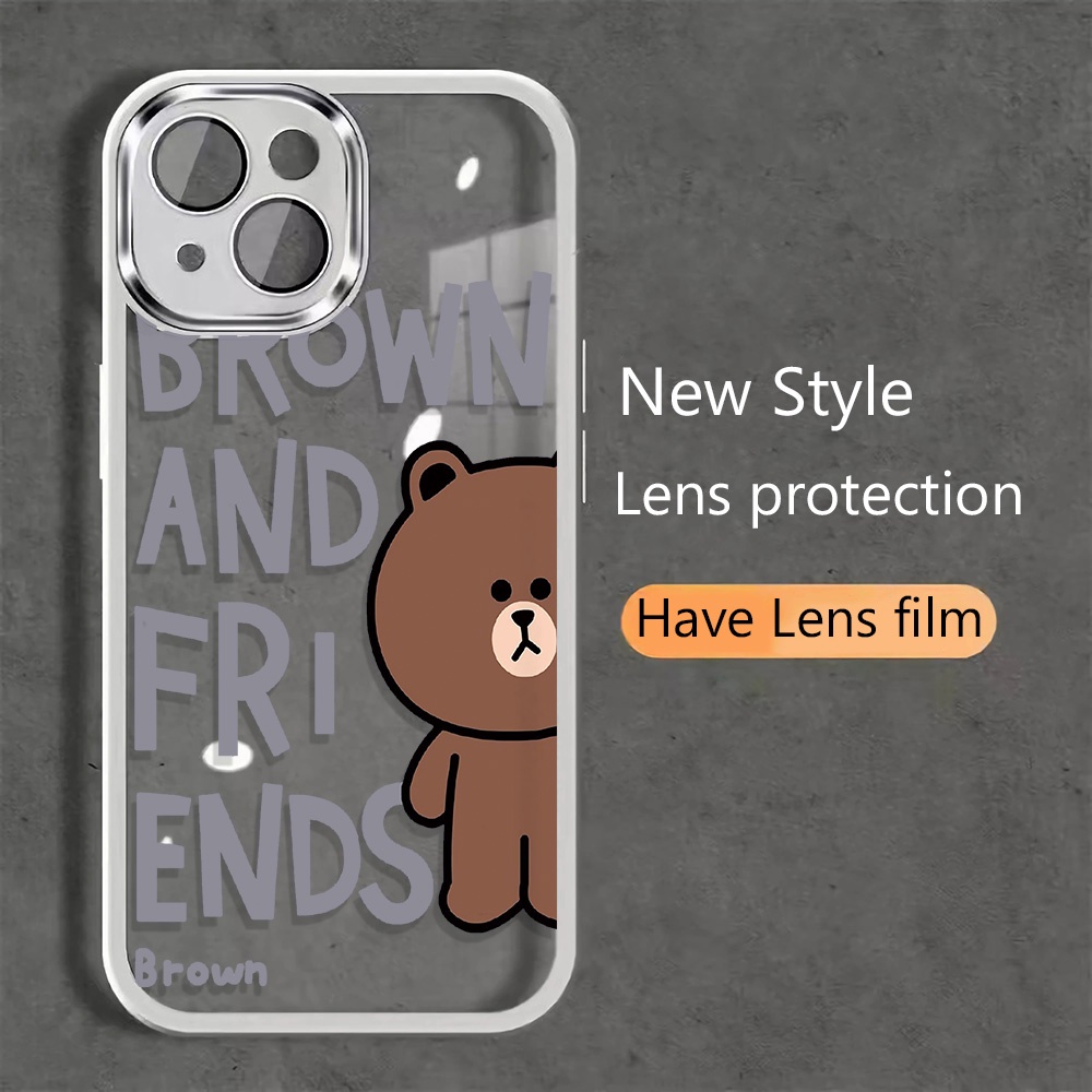 Ốp Điện Thoại Kim Loại In Hình Gấu Nâu Thời Trang Cho iphone 14promax 11 13 12 7Plus X XS Max 7