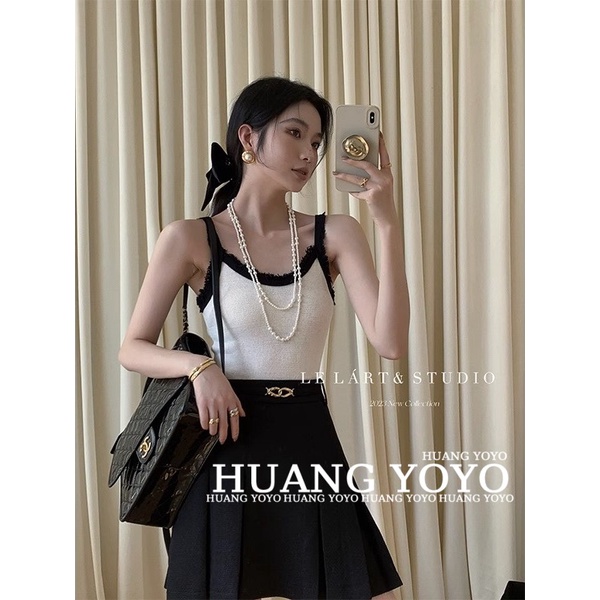 Áo Croptop Dệt Kim Không Tay Cổ Chữ U Dáng Ôm Thời Trang Mùa Hè 2023 Dành Cho Bạn Nữ