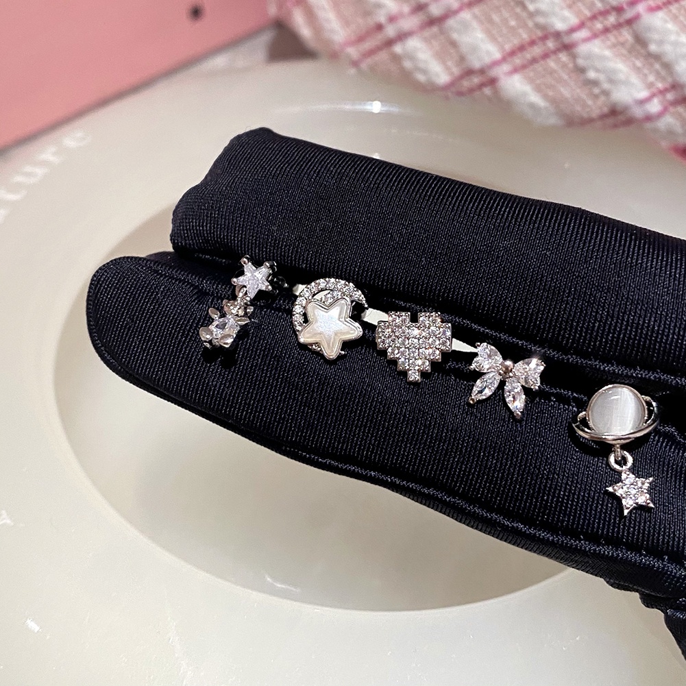 Bông Tai Mạ Bạc 925 Hình Nơ / Trái Tim Đính Đá Zircon Hồng Dễ Thương Cho Nữ
