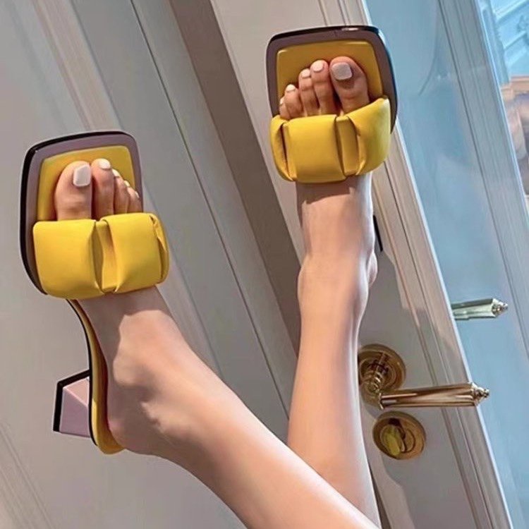 Giày Sandal Cao Gót Mũi Vuông Thời Trang Dành Cho Nữ