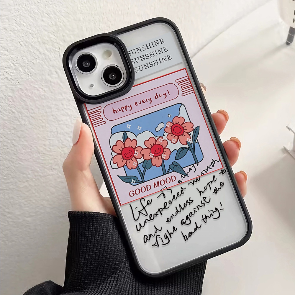 Ốp Điện Thoại Nhựa Acrylic Cứng Trong Suốt Hình Hoa Đỏ Cho iphone 14promax 11 13 12 7Plus 8 X XS Max