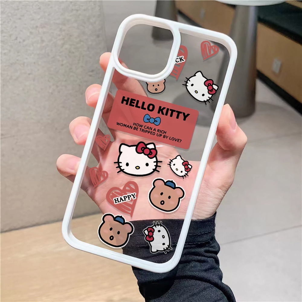 Ốp Điện Thoại Acrylic Trong Suốt Hình Hello Kitty Cho iphone 14promax 11 13 12 7Plus 8 X XS Max