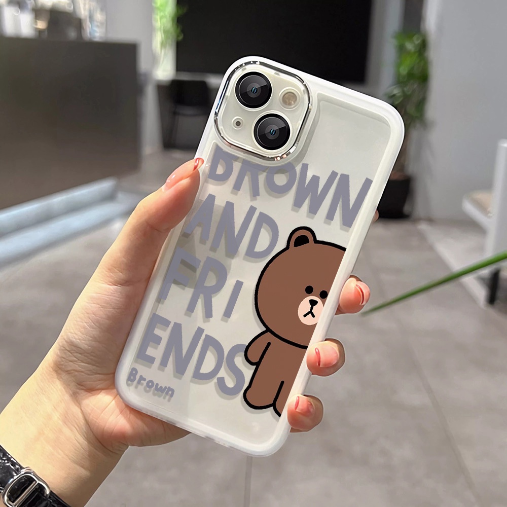 Ốp Điện Thoại Kim Loại In Hình Gấu Nâu Thời Trang Cho iphone 14promax 11 13 12 7Plus X XS Max 7