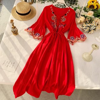 Váy Maxi Hoạ Tiết Boho Thêu Hoa 04