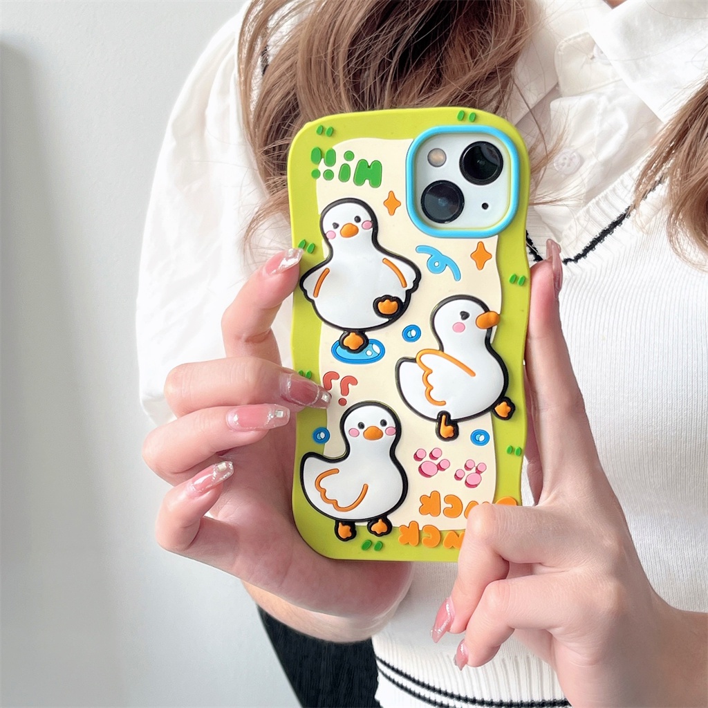 Iphone Ốp Điện Thoại Silicon Mềm Họa Tiết Vịt Ba Chiều Cho Phone case 15 pro max 14 pro max 13 pro max 12 pro max