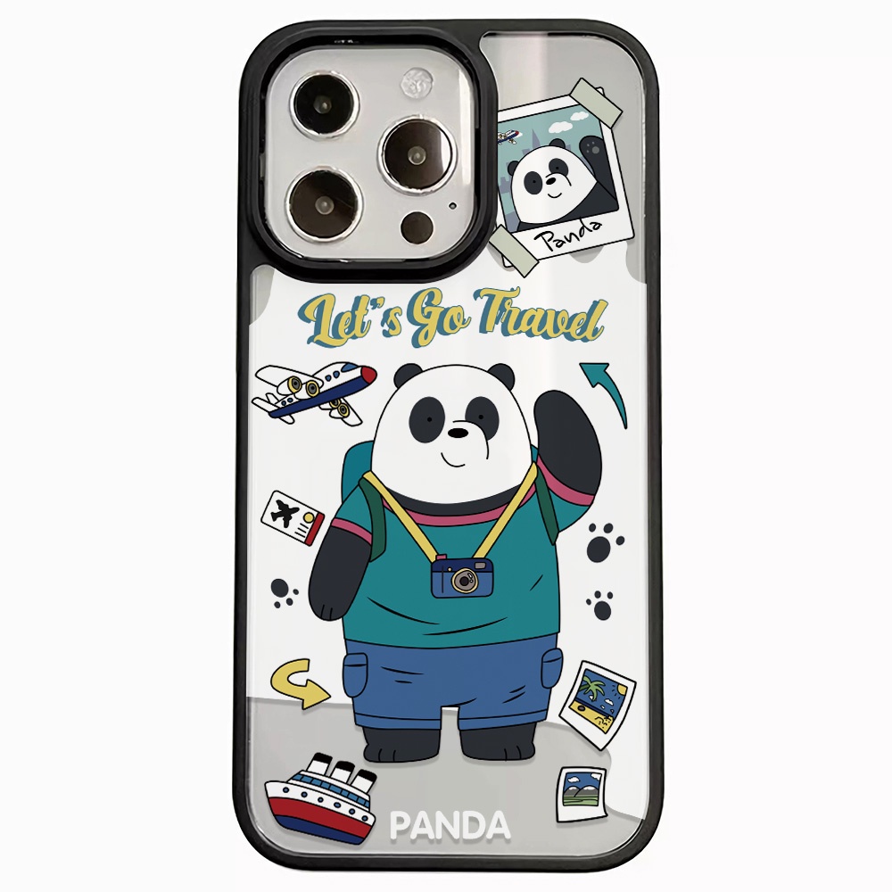 Ốp Điện Thoại Nhựa Acrylic Cứng Trong Suốt Hình Gấu Trúc Hoạt Họa Cho iphone 14promax 11 13 12 7Plus 8 X XS Max