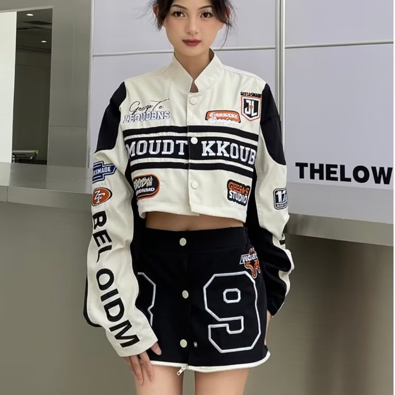 Áo Khoác Bóng Chày Dáng Rộng Phong Cách Retro Hồng Kông Cá Tính Cho Nữ