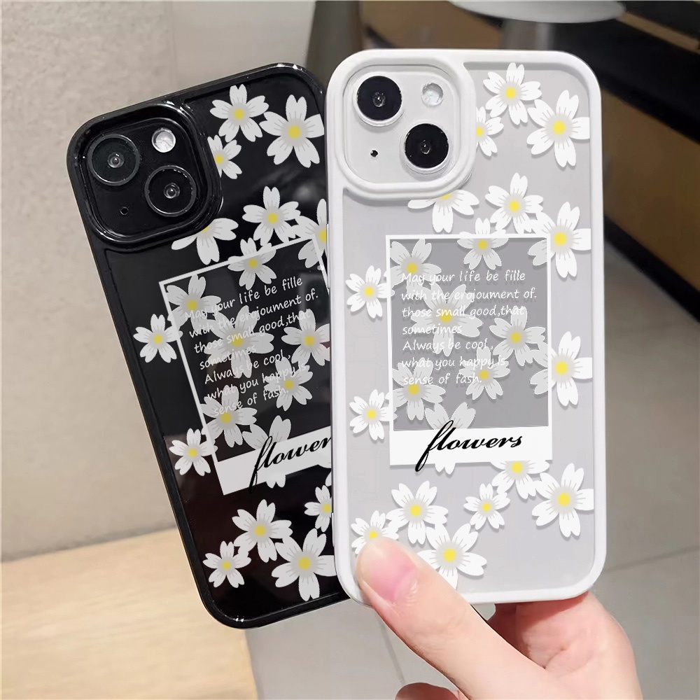 Ốp Điện Thoại Nhựa Acrylic Cứng Trong Suốt In Hình Hoa Trắng Thời Trang Cho iphone 14promax 11 13 12 7Plus 8 X XS Max