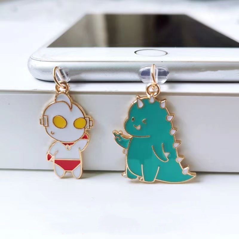 anime cute dây đeo điện thoại Ultraman ốp nút bịt cổng sạc điện thoại dễ thương chống bụi móc khóa iphone samsung oppo type c