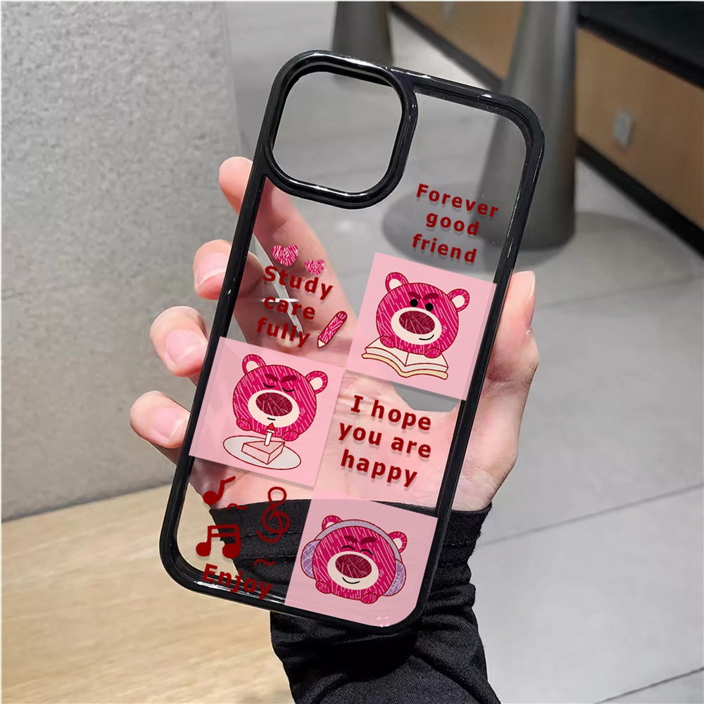 Ốp Điện Thoại Nhựa Acrylic Cứng Trong Suốt Kẻ Ô Cho iphone 14promax 11 13 12 7Plus 8 X XS Max