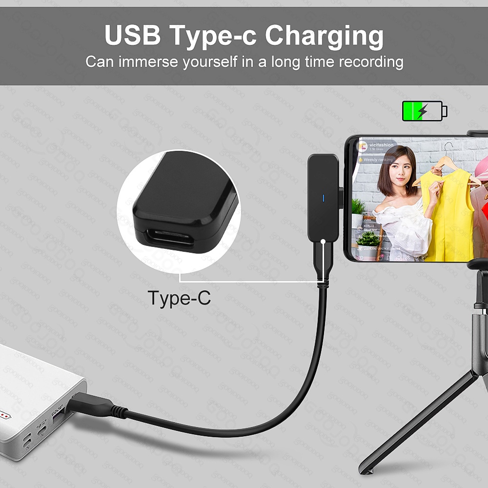 Micro Cài Áo Không Dây Với Màn Hình LCD Hai Kênh Ghi Âm Cho iPhone Android Laptop Live Stream