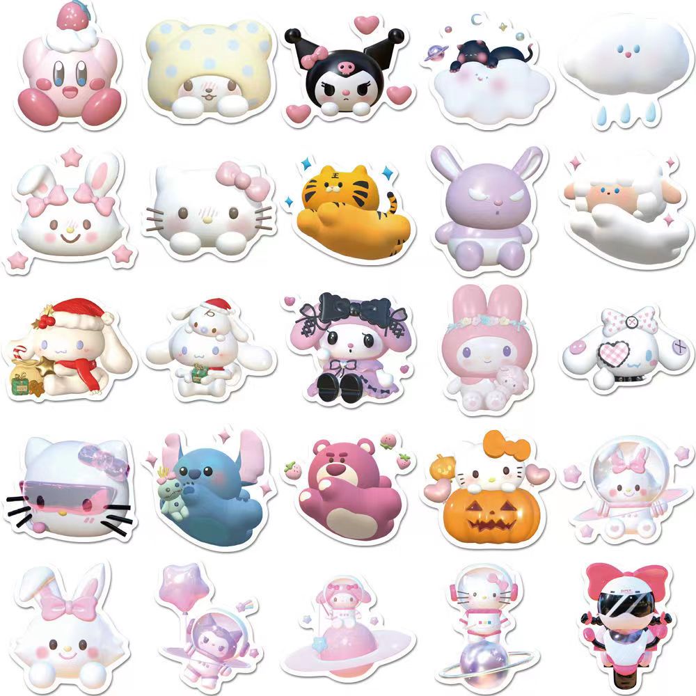SANRIO Bộ 51 Miếng Dán 3D Hình Cô Gái Anime Kuromi My Melody Dễ Thương Chống Thấm Nước Trang Trí Sổ Tay DIY