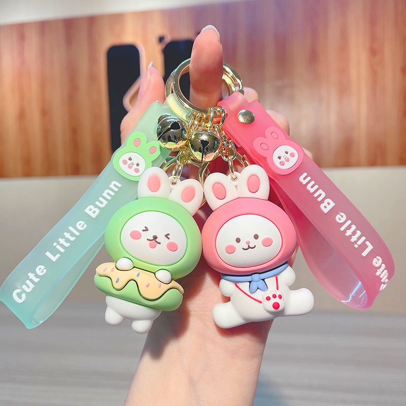 Móc Chìa Khóa Bằng PVC Hình Thỏ / Donut / Bánh Donut / Thỏ Hoạt Hình Dễ Thương
