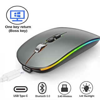 Chuột không dây bluetooth 2.4g hai chế độ có đèn nền loại c cho máy tính
