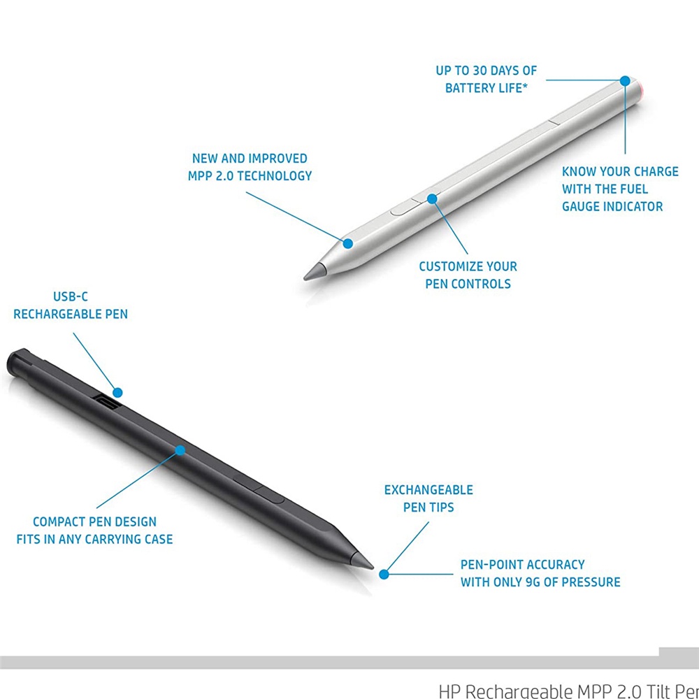 HP Bút nghiêng có thể sạc lại MPP 2.0 Dành cho Máy tính xách tay HP ENVY x360 Convertible 13/15 2 trong 1 3J122AA # ABB 3J123AA # Bút stylus ABB