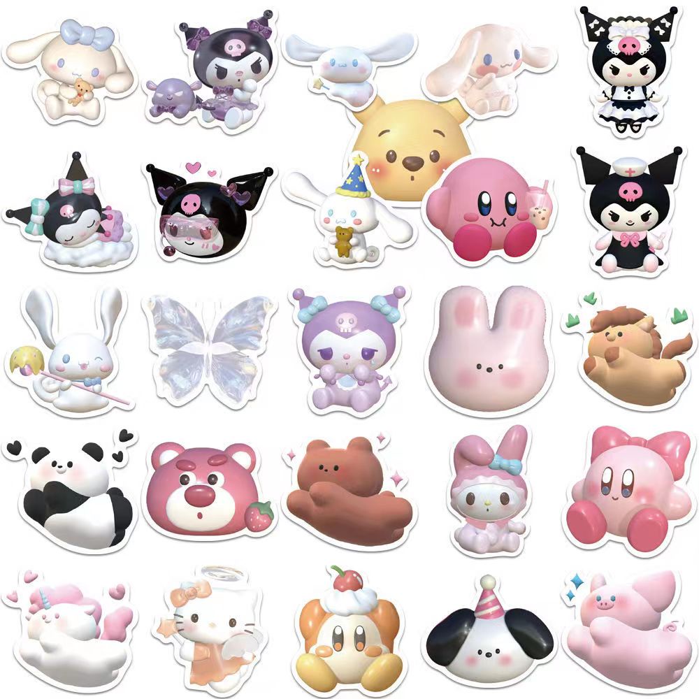 SANRIO Bộ 51 Miếng Dán 3D Hình Cô Gái Anime Kuromi My Melody Dễ Thương Chống Thấm Nước Trang Trí Sổ Tay DIY