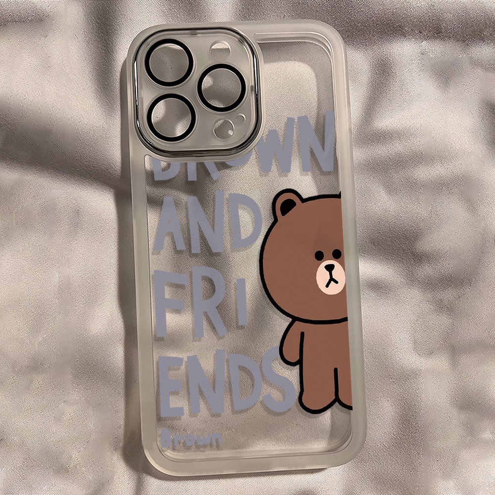 Ốp Điện Thoại Kim Loại In Hình Gấu Nâu Thời Trang Cho iphone 14promax 11 13 12 7Plus X XS Max 7