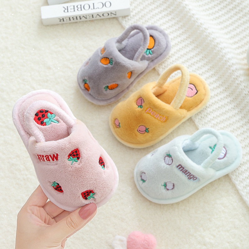 Dép Cotton Đi Trong Nhà Chống Trượt Giữ Ấm Mùa Đông Kiểu Hoạt Hình Dễ Thương Cho Bé Trai Và Gái