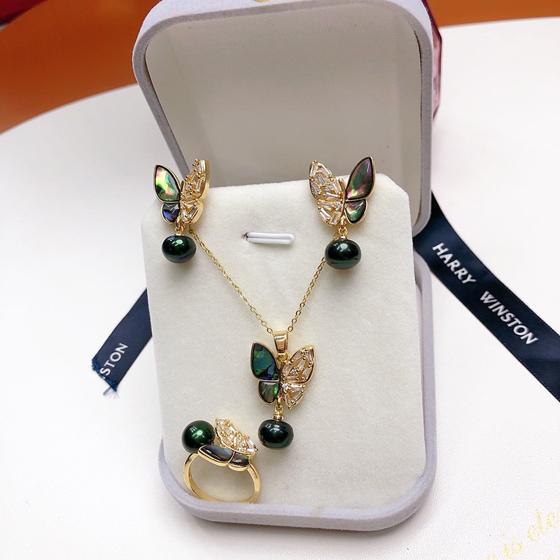 Set Trang Sức Ba Món Đính Ngọc Trai Tự Nhiên Thời Trang Cho Nữ