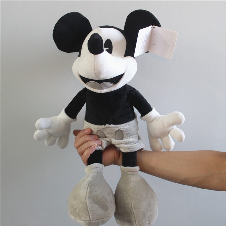 Thú Nhồi Bông Hình Chuột Mickey Màu Trắng Đen Cổ Điển