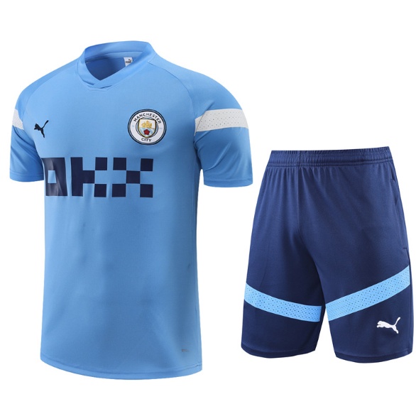 Bộ Đồ Thể Thao Áo Tay Ngắn Phối Quần short In Họa Tiết Manchester City 23 24 Tỉ Lệ 1: 1 Chất Lượng Cao