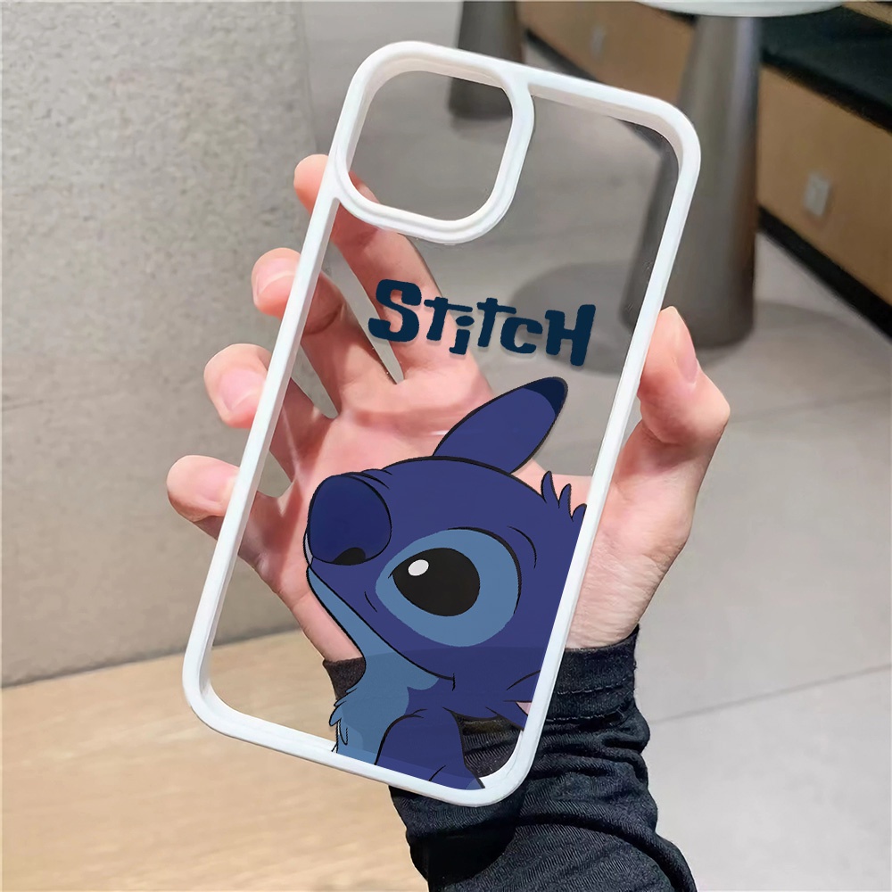 Ốp Điện Thoại Acrylic Cứng Trong Suốt Hình Stitch Xanh Dương Cho iphone 14promax 11 13 12 7Plus 8 X XS Max