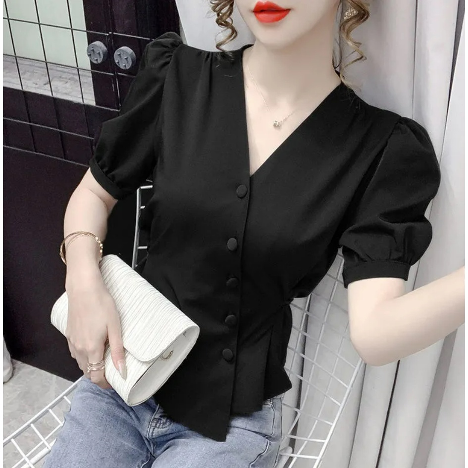 Áo Sơ Mi Voan Dài Tay Cổ Vuông Dáng Rộng Thời Trang Theo Phong Cách Phương Tây