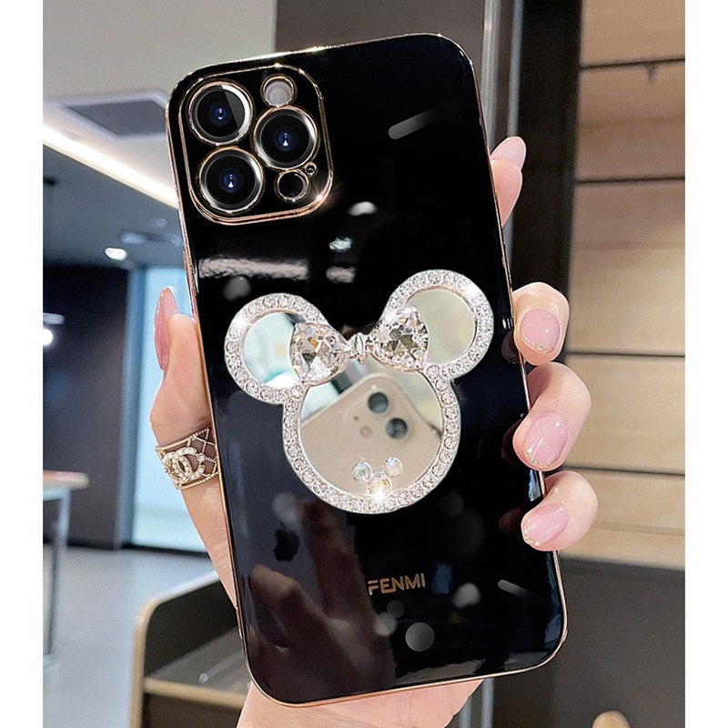 Ốp Điện Thoại Mềm Có Giá Đỡ Gương Đính Kim Cương Cho samsung a33 a34 m54 note 10 20 s23 fe s24 plus ultra a21s