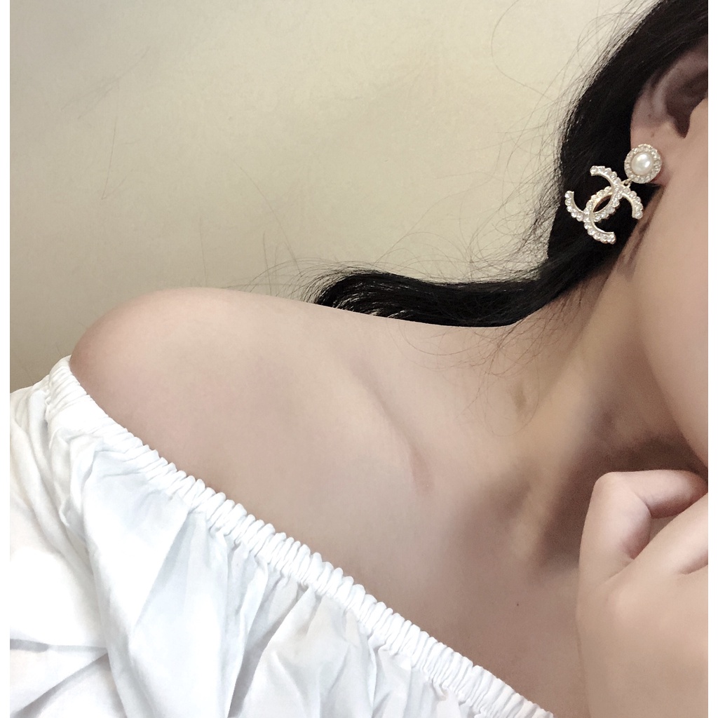 Khuyên Tai Chữ C Đôi Đính Đá Kim Cương Nước Phong Cách Retro Thời Trang Mới 2023 Dành Cho Bạn Nữ