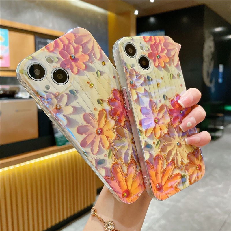 Ins style Oil painting daisy Phone Case compatible for iPhone11 11ProMax 13 13Pro 13ProMax Soft XS X XR 12 12Pro 12ProMax 14 14Pro 14ProMax