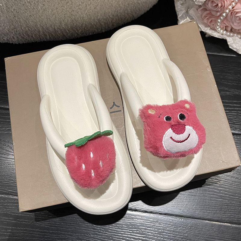 SUNNYCOLOR Dép Nữ  Nhẹ và chống trơn trượt sandal Gấu dâu tây Thời trang dễ thương B20H068