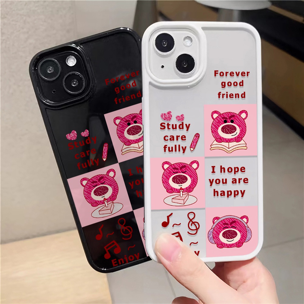 Ốp Điện Thoại Nhựa Acrylic Cứng Trong Suốt Kẻ Ô Cho iphone 14promax 11 13 12 7Plus 8 X XS Max