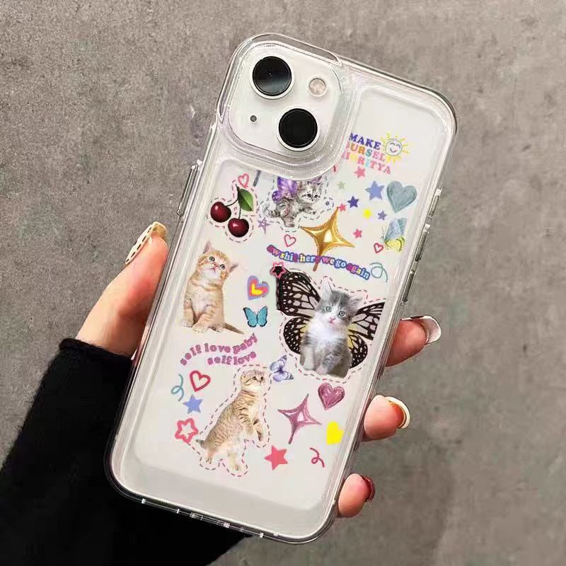Ốp Điện Thoại Silicon TPU Mềm Trong Suốt In Hình Mèo Dễ Thương Cho IPhone 14 13 12 11 Pro Max XS XR X 8 7 6S Plus SE 2020