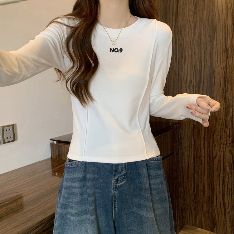 Áo Thun Tay Dài Màu Trắng Dáng Ôm Cỡ Lớn Thời Trang Thu Đông Mới Cho Nữ