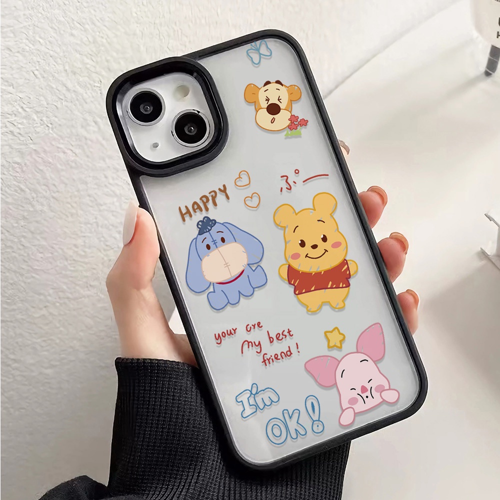 Ốp Điện Thoại Nhựa Acrylic Cứng Trong Suốt Hình Winnie the Pooh Cho iphone 14promax 11 13 12 7Plus 8 X XS Max