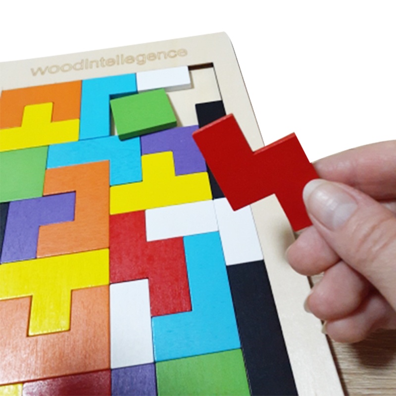 Đồ Chơi Xếp Hình Tetris 3D Khung Gỗ Nhiều Màu Sắc Dễ Thương Cho Bé