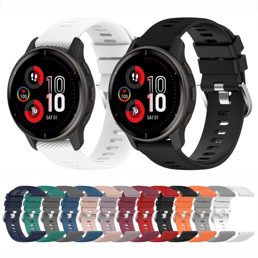 Dây Đeo Đồng Hồ Thay Thế Bằng Silicon 20mm 20mm Có Khóa Inox Cho Samsung Garmin Venu 2plus