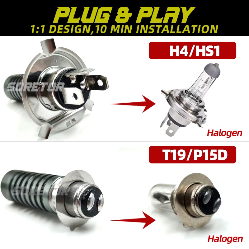 Đèn Pha led 2023 t19 p15d px15d h6m h4 hs1 hi / lo 6000k 3000k Ánh Sáng Trắng Vàng ac dc 9-80v Cho Xe Mô Tô