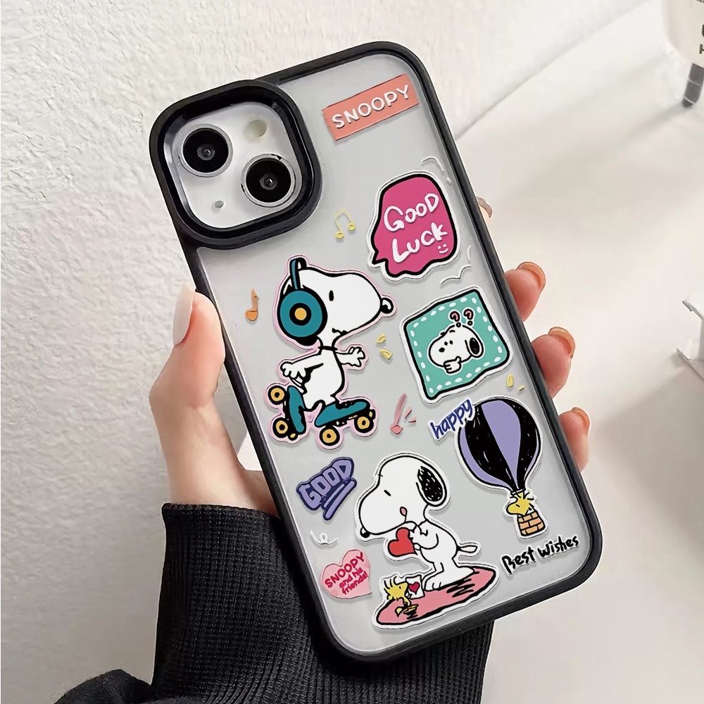 Ốp Điện Thoại Cứng Trong Suốt In Hình Snoopy Cho iphone 14promax 11 13 12 7Plus 8 X XS Max