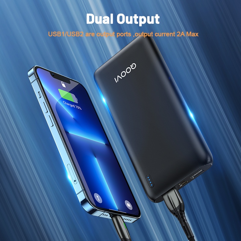 QOOVI 10000MAh Power Bank Bộ Sạc Di Động Siêu Mỏng Pin Ngoài 10000 MAh PowerBank